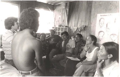 Smith training Community Health Workers with Nicaraguan Ministry of Health in 1987