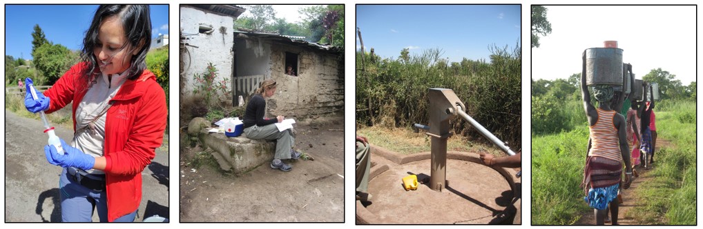 Collage of photos of learners conducting research on water and health