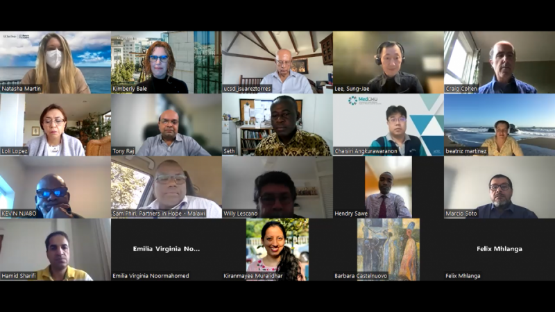 Screenshot of Zoom meeting with a grid of twenty participants on web cam